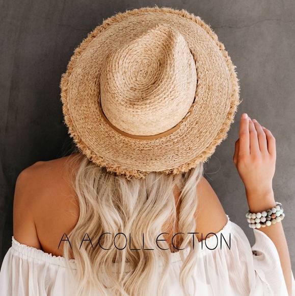 Beach Sun Hat Wide Brim Braided Band Straw - Picture 2 of 3